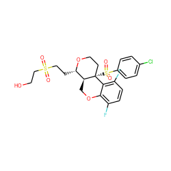 O=S(=O)(CCO)CC[C@@H]1OCC[C@@]2(S(=O)(=O)c3ccc(Cl)cc3)c3c(F)ccc(F)c3OC[C@@H]12 ZINC000095595639