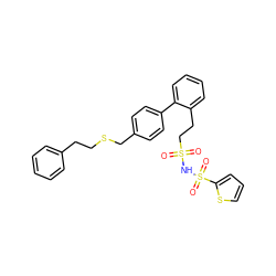 O=S(=O)(CCc1ccccc1-c1ccc(CSCCc2ccccc2)cc1)NS(=O)(=O)c1cccs1 ZINC000026575549