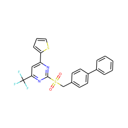 O=S(=O)(Cc1ccc(-c2ccccc2)cc1)c1nc(-c2cccs2)cc(C(F)(F)F)n1 ZINC001772632726