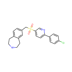 O=S(=O)(Cc1ccc2c(c1)CCNCC2)c1ccc(-c2ccc(Cl)cc2)nc1 ZINC000049114496