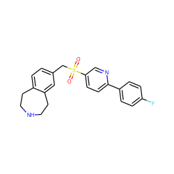 O=S(=O)(Cc1ccc2c(c1)CCNCC2)c1ccc(-c2ccc(F)cc2)nc1 ZINC000048999028