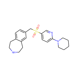 O=S(=O)(Cc1ccc2c(c1)CCNCC2)c1ccc(N2CCCCC2)nc1 ZINC000049014031