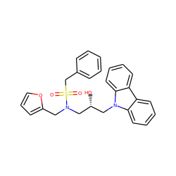 O=S(=O)(Cc1ccccc1)N(Cc1ccco1)C[C@H](O)Cn1c2ccccc2c2ccccc21 ZINC000148589675