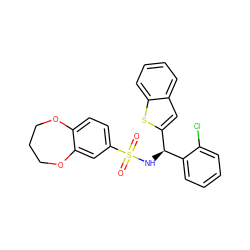 O=S(=O)(N[C@@H](c1cc2ccccc2s1)c1ccccc1Cl)c1ccc2c(c1)OCCCO2 ZINC000203737540