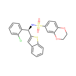 O=S(=O)(N[C@@H](c1cc2ccccc2s1)c1ccccc1Cl)c1ccc2c(c1)OCCO2 ZINC000653786519