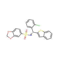 O=S(=O)(N[C@@H](c1cc2ccccc2s1)c1ccccc1Cl)c1ccc2c(c1)OCO2 ZINC000653786516