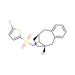 O=S(=O)(N[C@@H]1[C@H]2CC[C@@]1(O)Cc1ccccc1C2)c1ccc(Cl)s1 ZINC000101140341