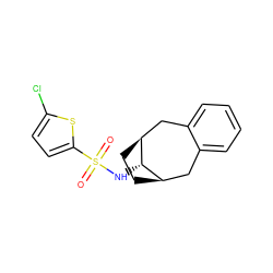 O=S(=O)(N[C@@H]1[C@H]2CC[C@@H]1Cc1ccccc1C2)c1ccc(Cl)s1 ZINC000102011077