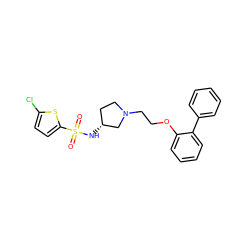 O=S(=O)(N[C@@H]1CCN(CCOc2ccccc2-c2ccccc2)C1)c1ccc(Cl)s1 ZINC000095576157