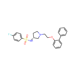 O=S(=O)(N[C@@H]1CCN(CCOc2ccccc2-c2ccccc2)C1)c1ccc(F)cc1 ZINC000095576734