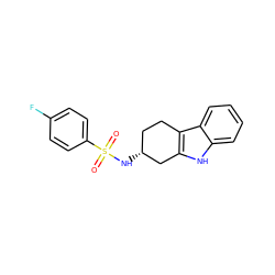 O=S(=O)(N[C@@H]1CCc2c([nH]c3ccccc23)C1)c1ccc(F)cc1 ZINC000170265699