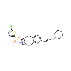 O=S(=O)(N[C@H]1[C@H]2CC[C@H]1Cc1cc(/C=C/CN3CCCCC3)ccc1C2)c1ccc(Cl)s1 ZINC000101027786