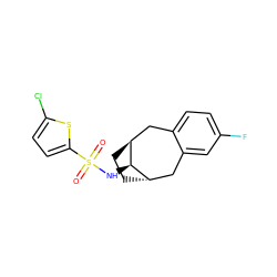 O=S(=O)(N[C@H]1[C@H]2CC[C@H]1Cc1cc(F)ccc1C2)c1ccc(Cl)s1 ZINC000101027755