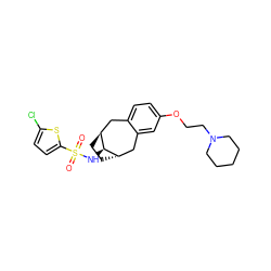 O=S(=O)(N[C@H]1[C@H]2CC[C@H]1Cc1cc(OCCN3CCCCC3)ccc1C2)c1ccc(Cl)s1 ZINC000101027732