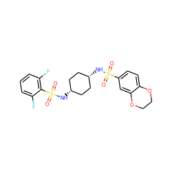 O=S(=O)(N[C@H]1CC[C@@H](NS(=O)(=O)c2c(F)cccc2F)CC1)c1ccc2c(c1)OCCO2 ZINC000102019466