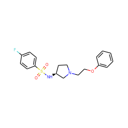 O=S(=O)(N[C@H]1CCN(CCOc2ccccc2)C1)c1ccc(F)cc1 ZINC000095572659