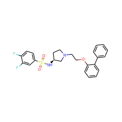 O=S(=O)(N[C@H]1CCN(CCOc2ccccc2-c2ccccc2)C1)c1ccc(F)c(F)c1 ZINC000095576150