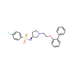 O=S(=O)(N[C@H]1CCN(CCOc2ccccc2-c2ccccc2)C1)c1ccc(F)cc1 ZINC000095576198