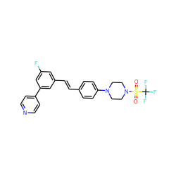 O=S(=O)(N1CCN(c2ccc(/C=C/c3cc(F)cc(-c4ccncc4)c3)cc2)CC1)C(F)(F)F ZINC000230510268