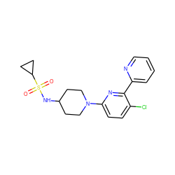 O=S(=O)(NC1CCN(c2ccc(Cl)c(-c3ccccn3)n2)CC1)C1CC1 ZINC000146929419