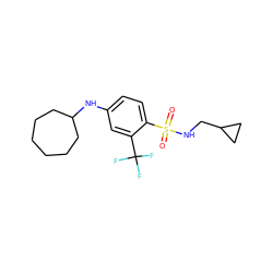 O=S(=O)(NCC1CC1)c1ccc(NC2CCCCCC2)cc1C(F)(F)F ZINC000144707762