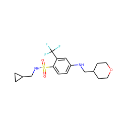 O=S(=O)(NCC1CC1)c1ccc(NCC2CCOCC2)cc1C(F)(F)F ZINC000146009076