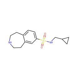 O=S(=O)(NCC1CC1)c1ccc2c(c1)CCNCC2 ZINC000040980555