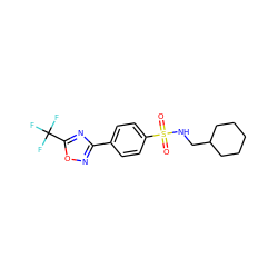 O=S(=O)(NCC1CCCCC1)c1ccc(-c2noc(C(F)(F)F)n2)cc1 ZINC000142950283