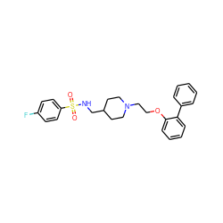 O=S(=O)(NCC1CCN(CCOc2ccccc2-c2ccccc2)CC1)c1ccc(F)cc1 ZINC000095577833