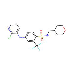 O=S(=O)(NCC1CCOCC1)c1ccc(Nc2cccnc2Cl)cc1C(F)(F)F ZINC000145296761