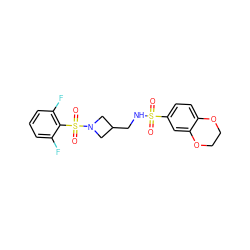 O=S(=O)(NCC1CN(S(=O)(=O)c2c(F)cccc2F)C1)c1ccc2c(c1)OCCO2 ZINC000036380425