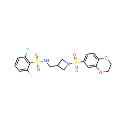 O=S(=O)(NCC1CN(S(=O)(=O)c2ccc3c(c2)OCCO3)C1)c1c(F)cccc1F ZINC000036380424