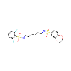 O=S(=O)(NCCCCCCNS(=O)(=O)c1c(F)cccc1F)c1ccc2c(c1)OCCO2 ZINC000036380429