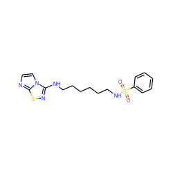 O=S(=O)(NCCCCCCNc1nsc2nccn12)c1ccccc1 ZINC000013641256