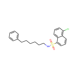 O=S(=O)(NCCCCCCc1ccccc1)c1cccc2c(Cl)cccc12 ZINC000002169915