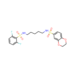 O=S(=O)(NCCCCCNS(=O)(=O)c1c(F)cccc1F)c1ccc2c(c1)OCCO2 ZINC000036380428