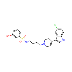 O=S(=O)(NCCCCN1CC=C(c2c[nH]c3ccc(Cl)cc23)CC1)c1cccc(O)c1 ZINC000114611564