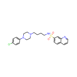 O=S(=O)(NCCCCN1CCN(c2ccc(Cl)cc2)CC1)c1ccc2cccnc2c1 ZINC000073241813