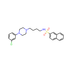 O=S(=O)(NCCCCN1CCN(c2cccc(Cl)c2)CC1)c1ccc2ccccc2c1 ZINC000073274649