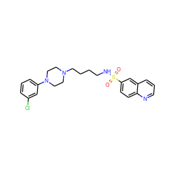 O=S(=O)(NCCCCN1CCN(c2cccc(Cl)c2)CC1)c1ccc2ncccc2c1 ZINC000073278068