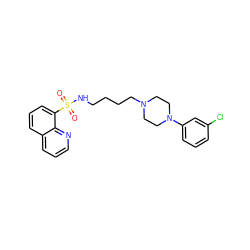 O=S(=O)(NCCCCN1CCN(c2cccc(Cl)c2)CC1)c1cccc2cccnc12 ZINC000073278070