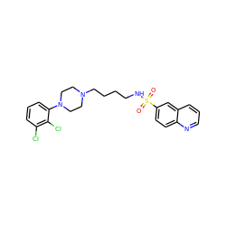 O=S(=O)(NCCCCN1CCN(c2cccc(Cl)c2Cl)CC1)c1ccc2ncccc2c1 ZINC000095597084