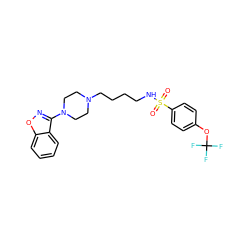 O=S(=O)(NCCCCN1CCN(c2noc3ccccc23)CC1)c1ccc(OC(F)(F)F)cc1 ZINC000146794140