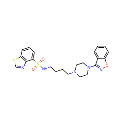 O=S(=O)(NCCCCN1CCN(c2noc3ccccc23)CC1)c1cccc2scnc12 ZINC000114601396