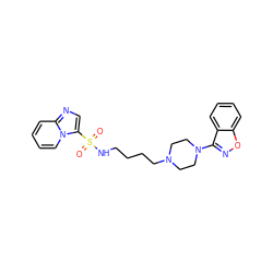 O=S(=O)(NCCCCN1CCN(c2noc3ccccc23)CC1)c1cnc2ccccn12 ZINC000114599943