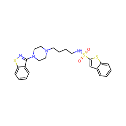 O=S(=O)(NCCCCN1CCN(c2nsc3ccccc23)CC1)c1cc2ccccc2s1 ZINC000114600887