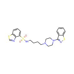 O=S(=O)(NCCCCN1CCN(c2nsc3ccccc23)CC1)c1cccc2scnc12 ZINC000114602262