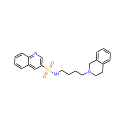 O=S(=O)(NCCCCN1CCc2ccccc2C1)c1cnc2ccccc2c1 ZINC000073165004