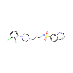 O=S(=O)(NCCCN1CCN(c2cccc(Cl)c2Cl)CC1)c1ccc2cccnc2c1 ZINC000095594166