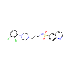 O=S(=O)(NCCCN1CCN(c2cccc(Cl)c2Cl)CC1)c1ccc2ncccc2c1 ZINC000095597478